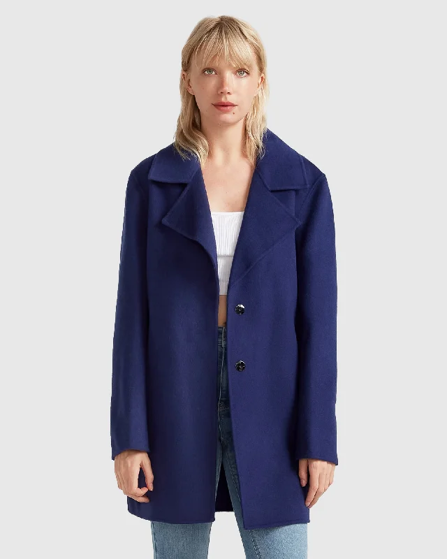 Sports Litigation Style NEW FIT Ex-Boyfriend Wool Blend Oversized Jacket - Midnight Blue