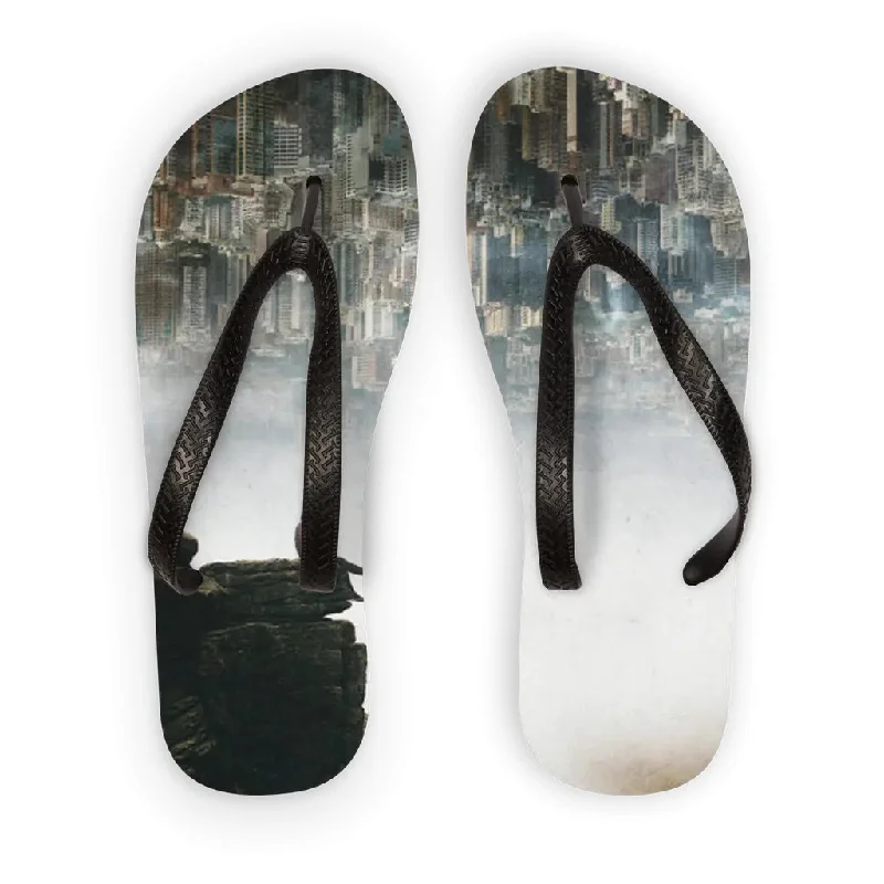 Casual Sports Style Adult Flip Flops with Custom Printed Fabric and Durable Non-Crumble Foam