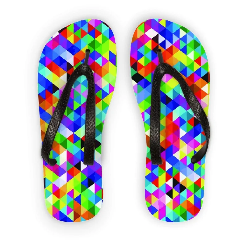 Minimalism Colorful Geometric Blast Adult Flip Flops - Durable Foam, Soft Fabric Coating