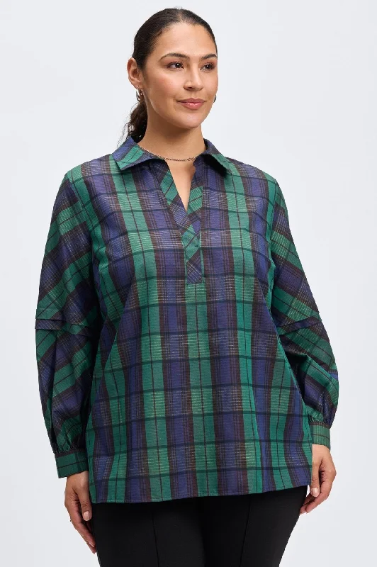 Simple Fashion Style Frankie Plus No Iron Metallic Plaid Popover