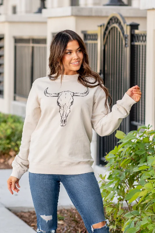 Rock Retro Style Vintage Longhorn Graphic Cozy Pull Over Sweater