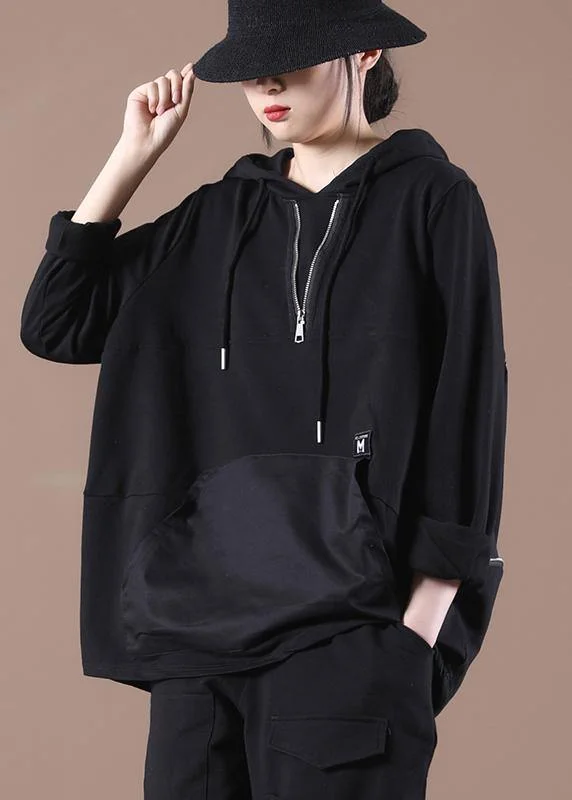 Elegant And Simple Trendy Black Hooded Sweatshirts Tracksuits