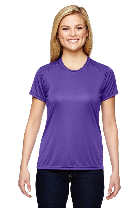 Romantic Lightness A4 Womens Performance Moisture Wicking Short Sleeve Crewneck T-Shirt - Purple