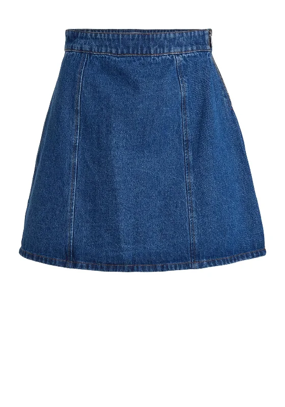 Gorgeous Jewelry Style Vila Nelly Denim Mini Skirt, Medium Blue Denim