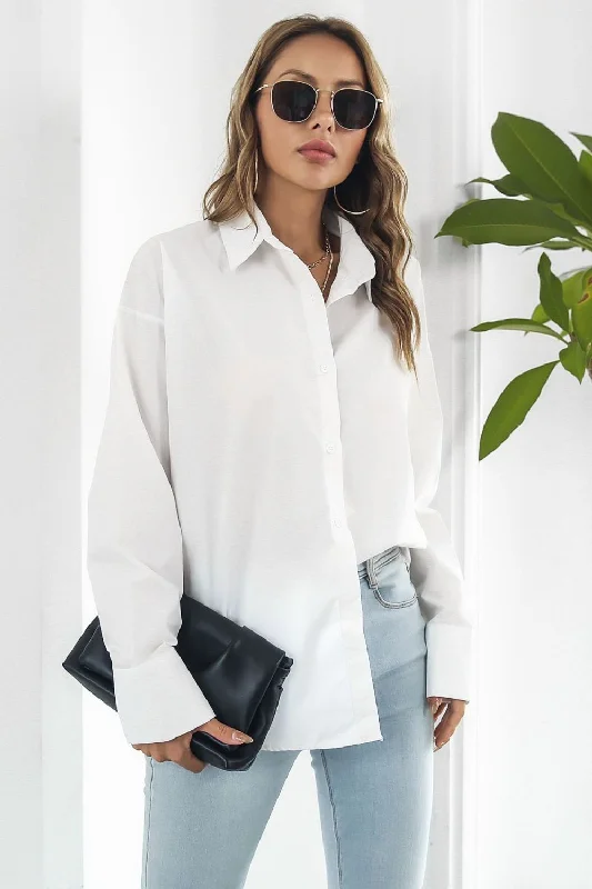 Elegant High Waist Style Dropped Shoulder Longline Shirt