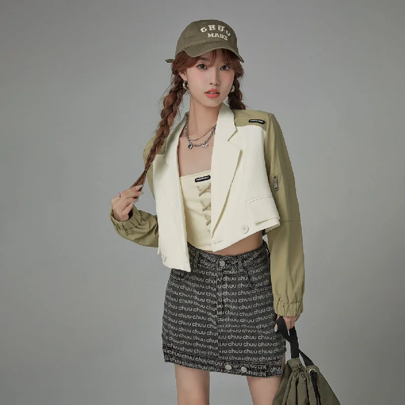 Elegant Wool Coat Chuu Too Cool Crop Outer Jacket