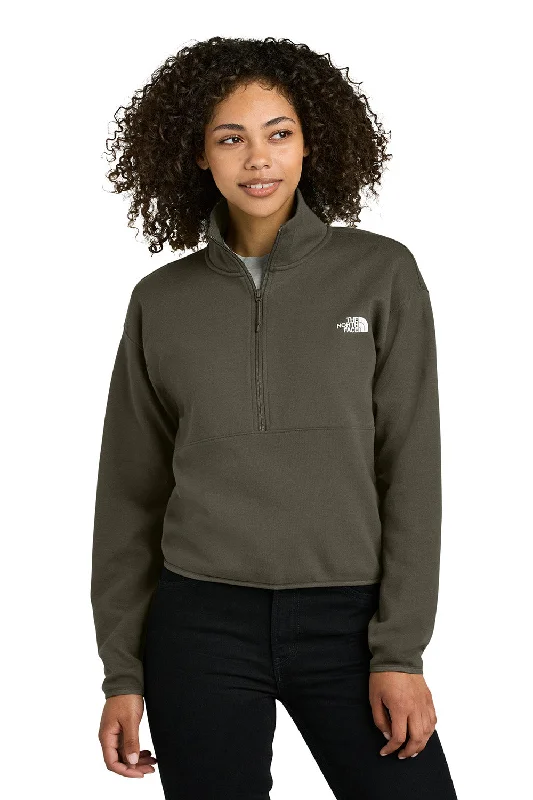 Casual Print Design The North Face Womens Double Knit 1/4 Zip Fleece Jacket - New Taupe Green - New