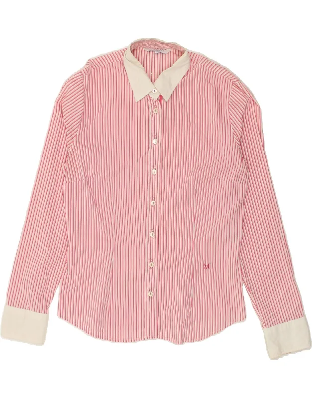 Casual Sports Suit MARELLA Womens Shirt IT 44 Medium Pink Striped Cotton