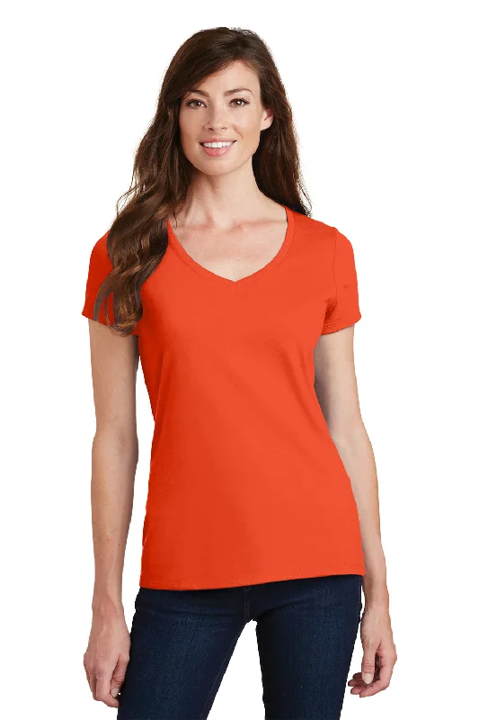 Casual Version Port & Company Womens Fan Favorite Short Sleeve V-Neck T-Shirt - Orange