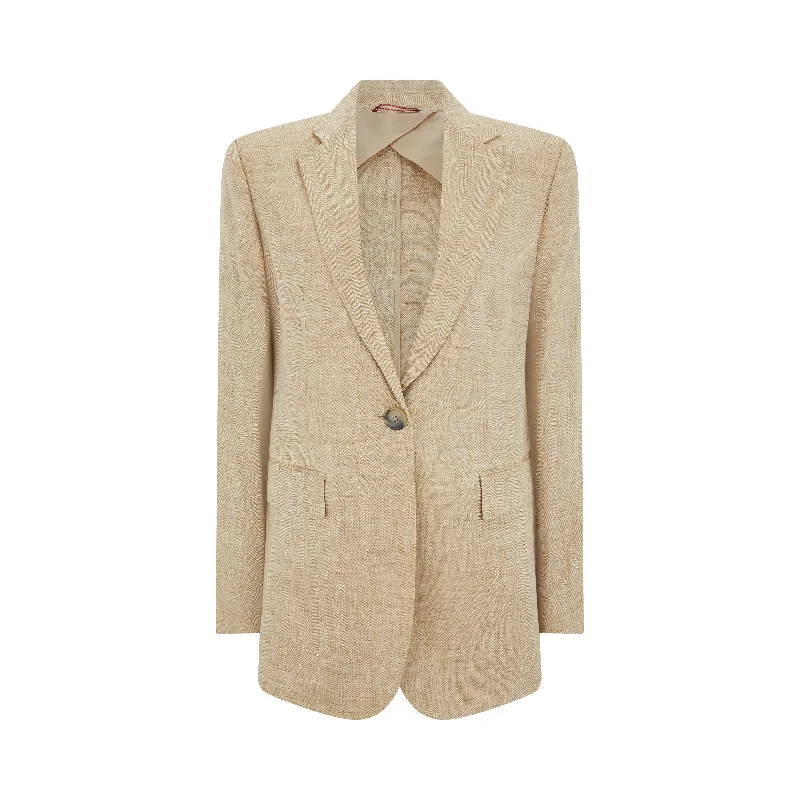 Simple And Comfortable Style Palau Tailored Herringbone Linen Jacket