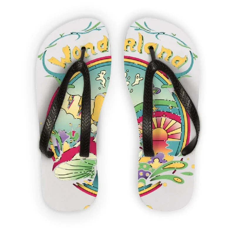 Rock Detail Design Day Dreamer Adult Flip Flops - Customizable Full Color Print, Soft Plastic Straps