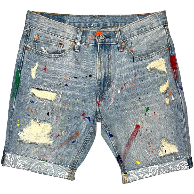 Simple Daily Wear Denim Paint Splatter Lyfestyle Shorts