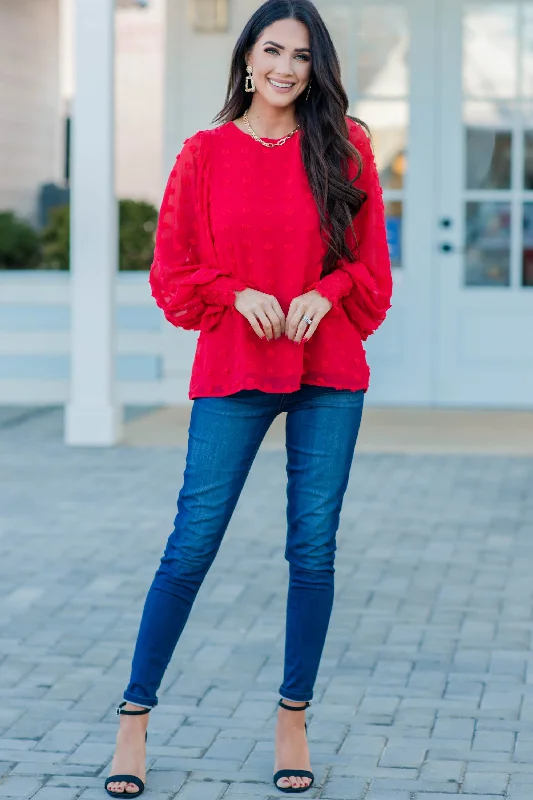 Elegant Slim Skirt Peace Of Mind Red Swiss Dot Blouse