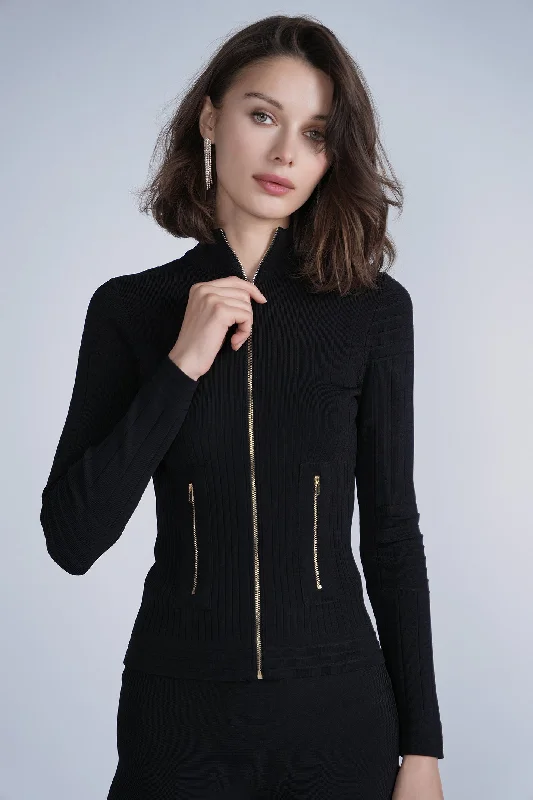 Gorgeous Crystal Design Timeless Zipper Cardigan