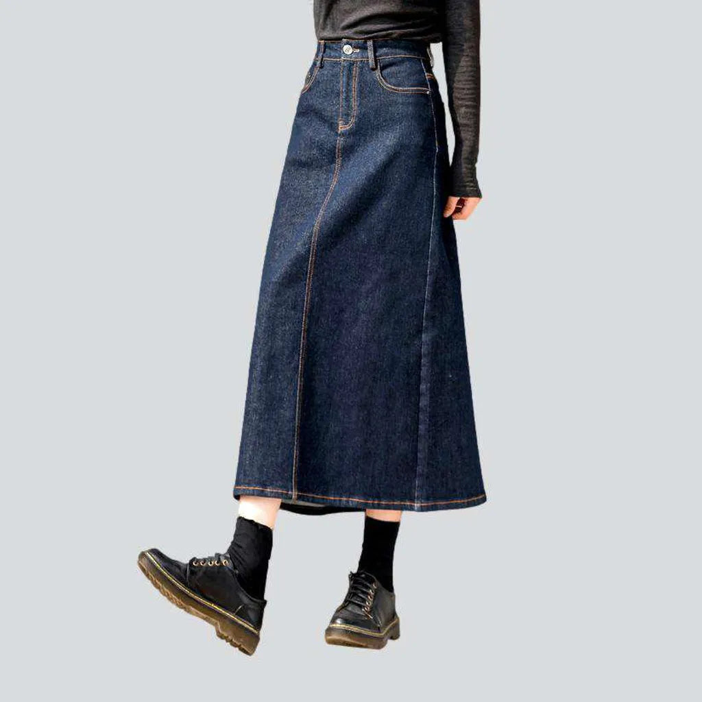 Simple Casual Wear Long casual denim skirt