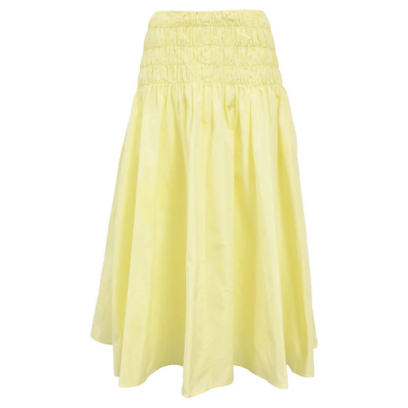 Sports Comfort Style Maje Shirred Taffeta Midi skirt in Yellow Polyester