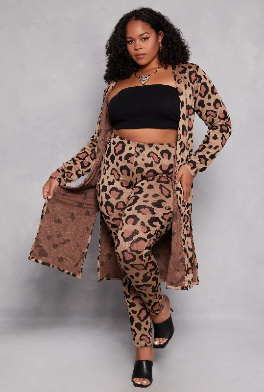 Rock Cool Outfit Plus Size Leopard Print Duster