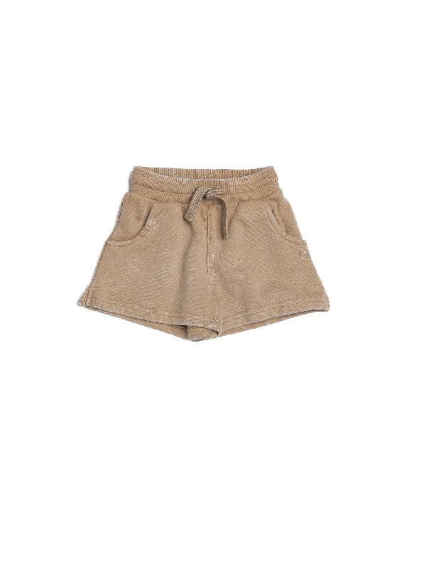 Rock Retro Style Sweatshort - Beige Wash