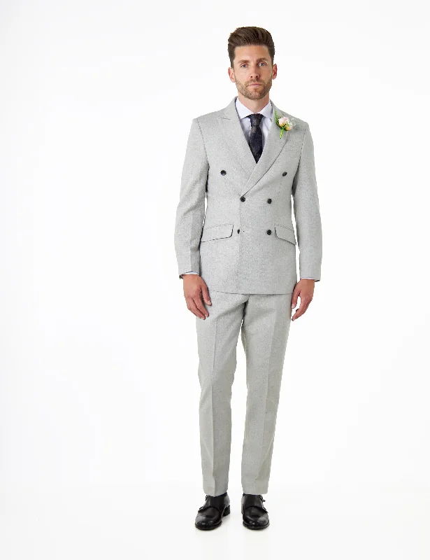 Rock Cool Outfit CALIX – Grey Herringbone Double Breasted Tailored Suit