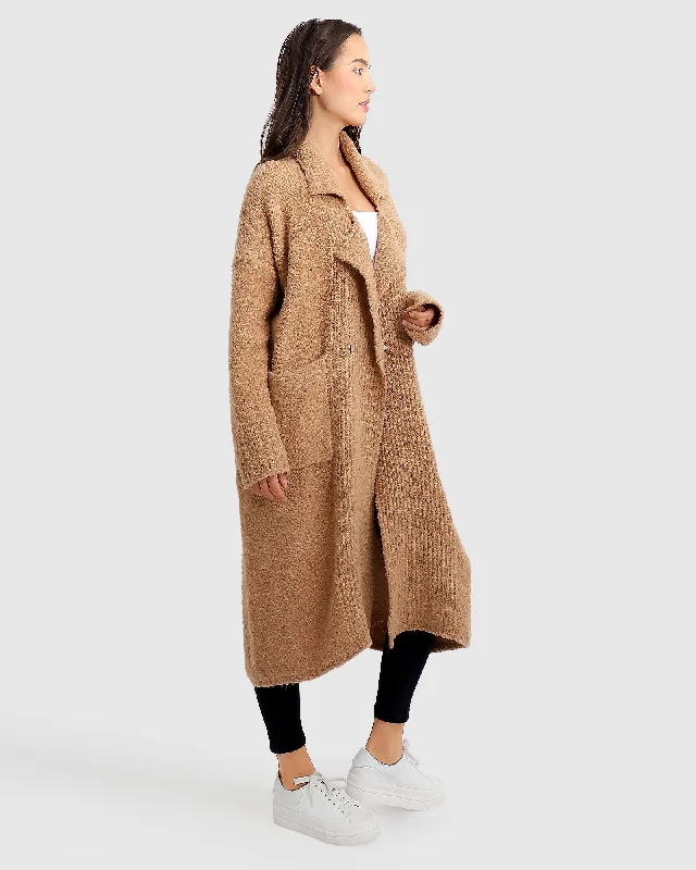 Rock Leggings Born To Run Sustainable Sweater Coat - Light Camel