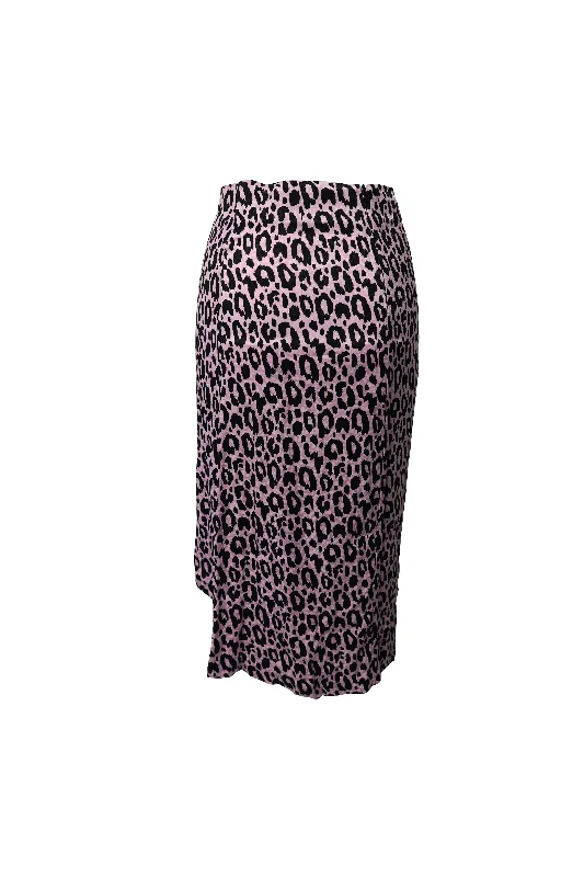 Romantic Wave Skirt Maje Jipanta Leopard Print Front Slit Skirt in Pink Cupro