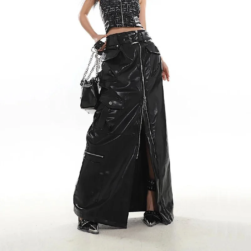 Rock Punk Style Stylish and Versatile Leather Skirt for Women