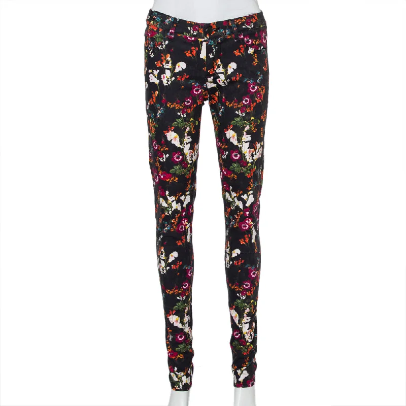 Simple Casual Wear Alice + Olivia Black Floral Printed Denim