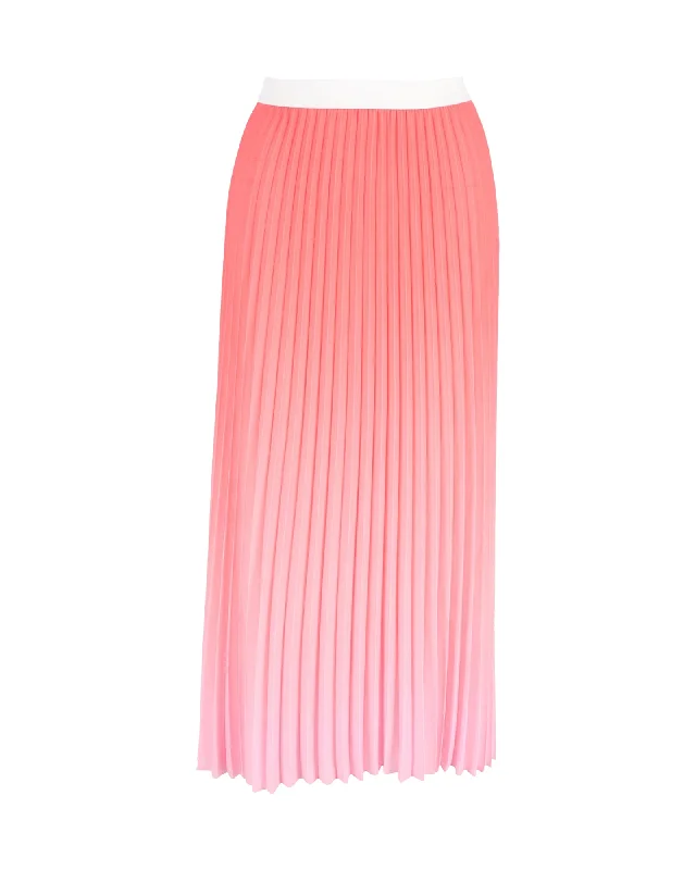 Romantic Pastoral Style Maje Jonaelle Ombré Pleated Midi Skirt In Pink Polyester