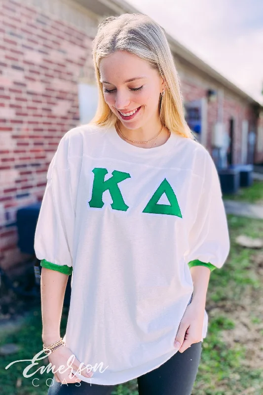 Casual Classic Design Kappa Delta Green and White Letter Jersey