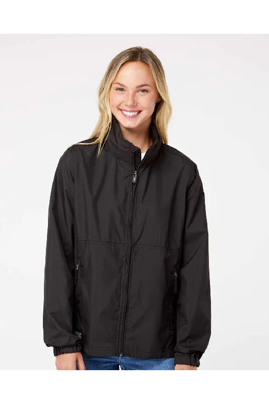 Rock Metal Style Dri Duck Womens Riley Packable Water Resistant Full Zip Jacket - Black