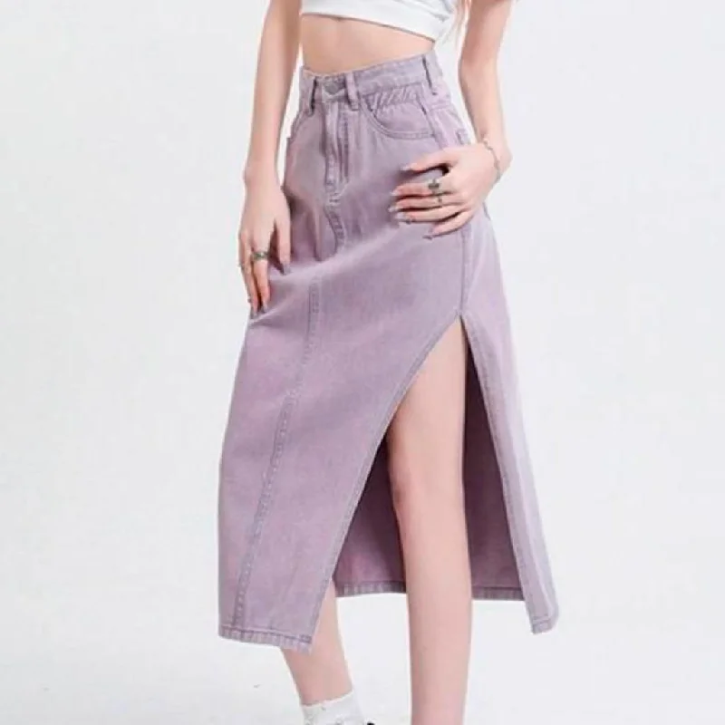 Gorgeous Exquisite Feeling Stylish Vintage High-Waist Denim A-Line Skirt