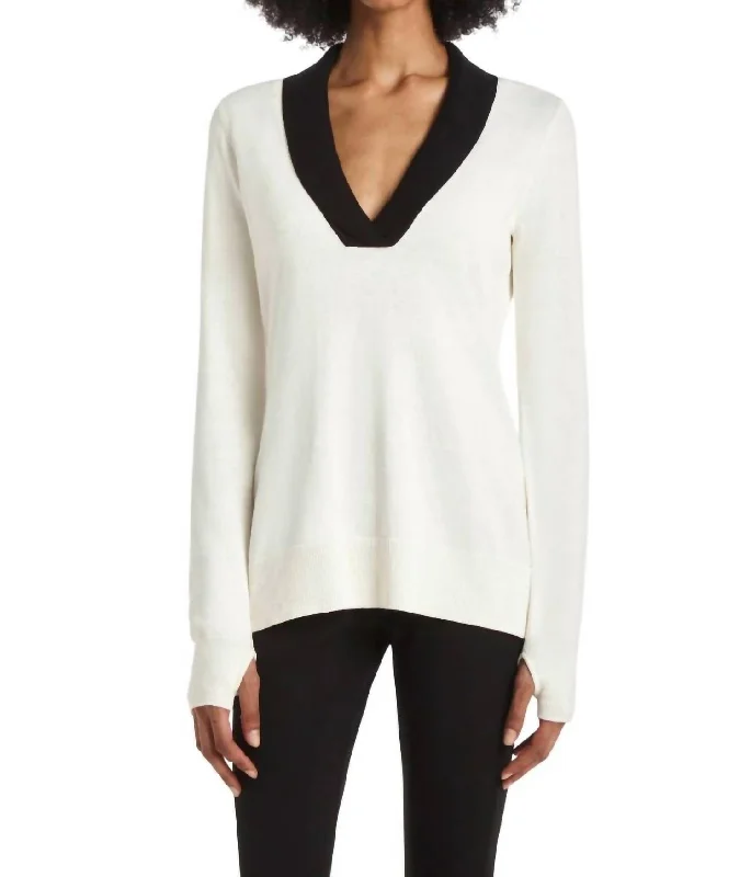 Rock Classic Style Redstone Sweater In Ivory With Black