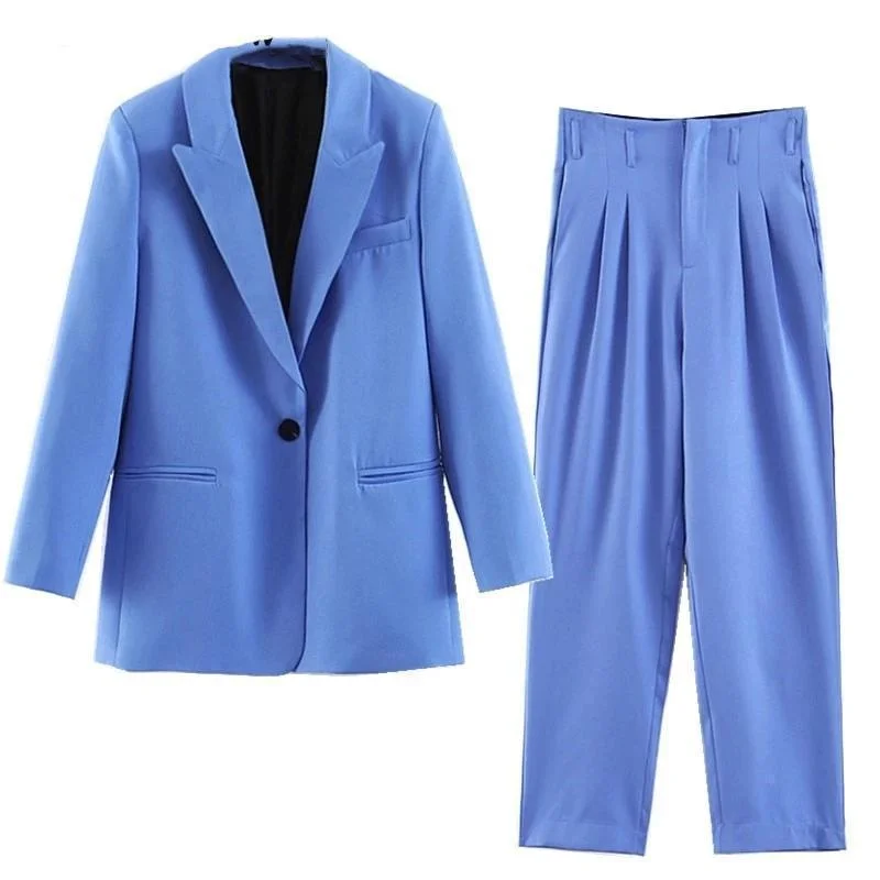 Sports Suit Style Women Pantsuit With Pleated Pants