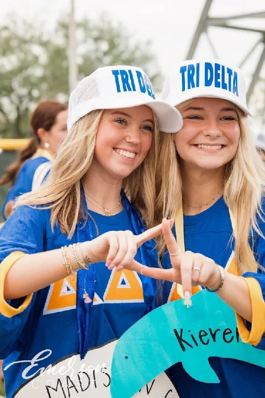 Sports Tops Tri Delta Royal Blue and Gold Custom Letter Jersey