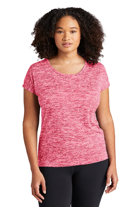 Simple Design Skirt Sport-Tek Womens Electric Heather Moisture Wicking Short Sleeve Crewneck T-Shirt - Power Pink Electric - Closeout