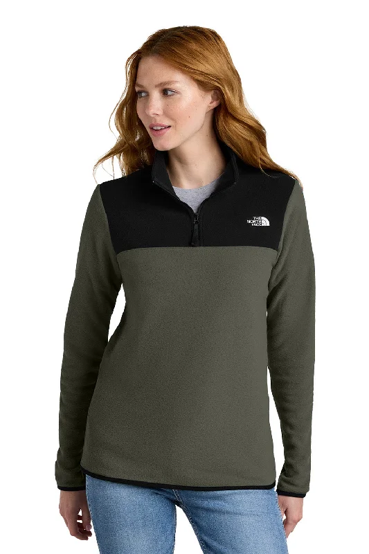 Gorgeous Feather Design The North Face Womens Glacier Fleece 1/4 Zip Jacket - New Taupe Green/Black - New