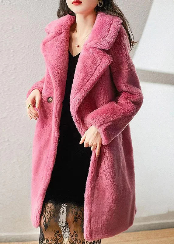 Rock Classic Style Elegant Rose Peter Pan Collar Pockets Patchwork Wool Coat Winter