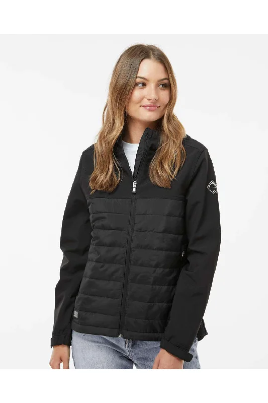 Rock Style Dri Duck Womens Vista Water Resistant Soft Shell Full Zip Puffer Jacket - Black