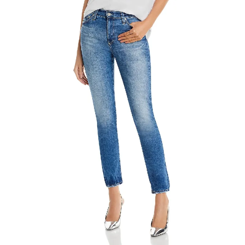 Rock Leather Style AG Adriano Goldschmied Womens High Rise Medium Wash Straight Leg Jeans