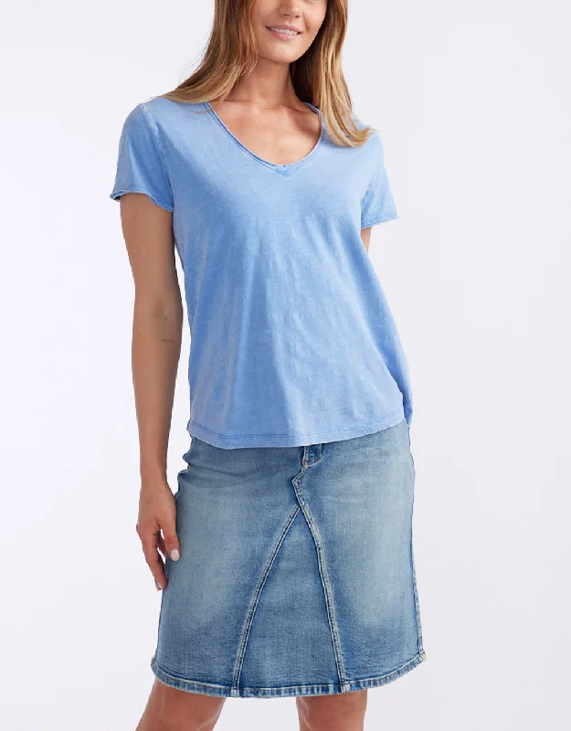 Simple And Color Original V Neck T-Shirt - Danish Blue