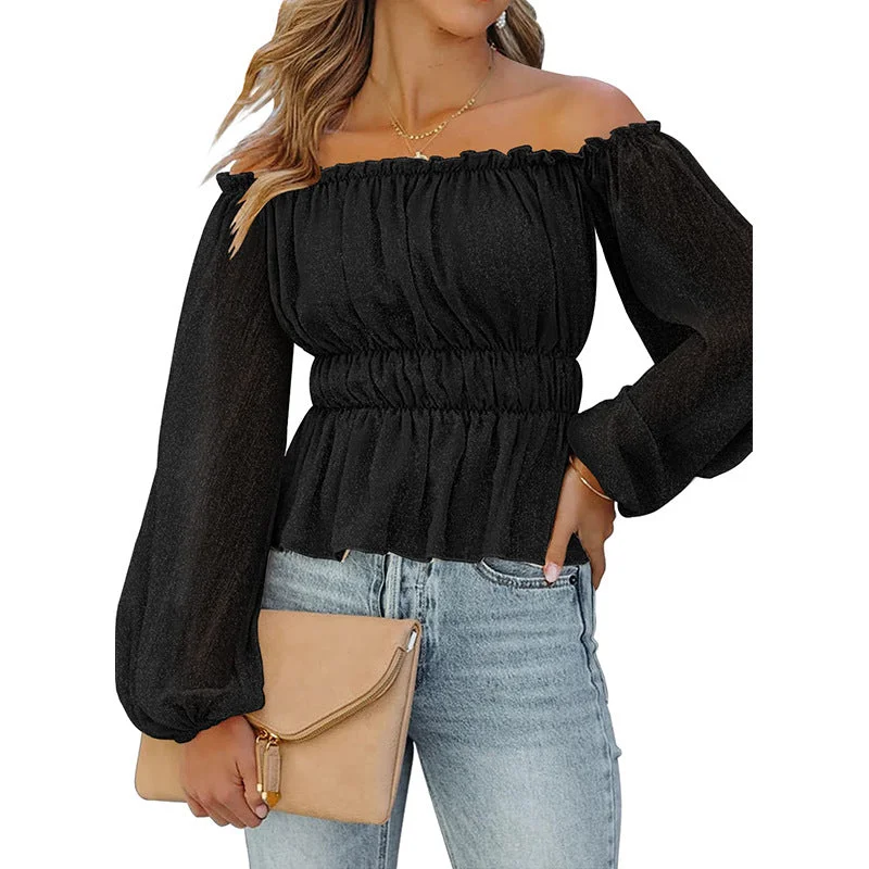 Gorgeous Shining Design Casual Summer Chiffon Off The Shoulder Women Blouses