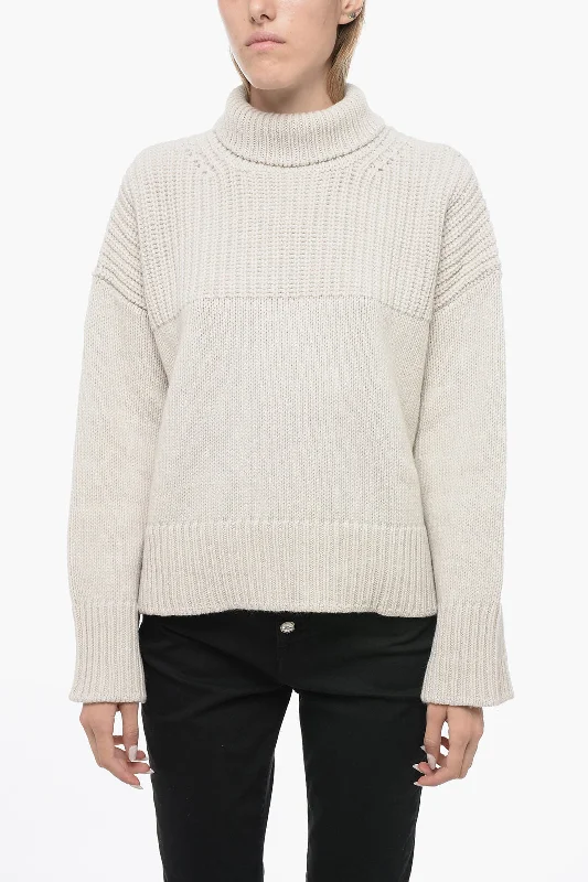 Casual Simple Style Dondup Asymmetrical Turtleneck Sweater