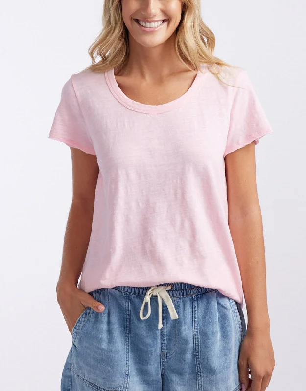 Sports Outdoor Style Summer Round Neck Tee - Coral Pink