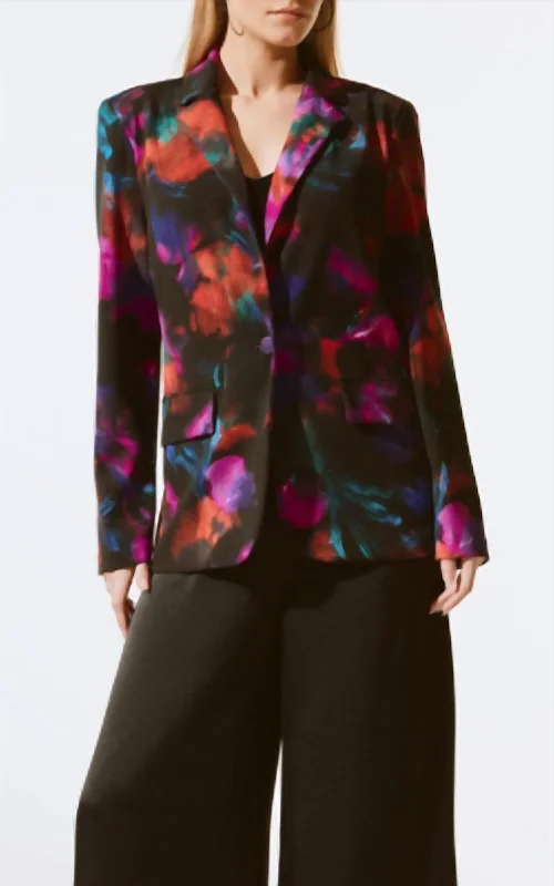 Sports Fitness Wear Floral Print Straight Blazer In Floral/multi