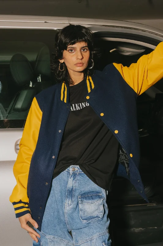 Casual Comfort Navy Varsity Jacket