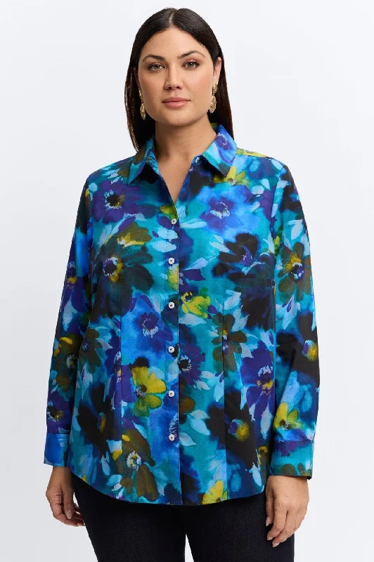 Romantic Pastoral Style June Plus No Iron Painterly Floral Shirt