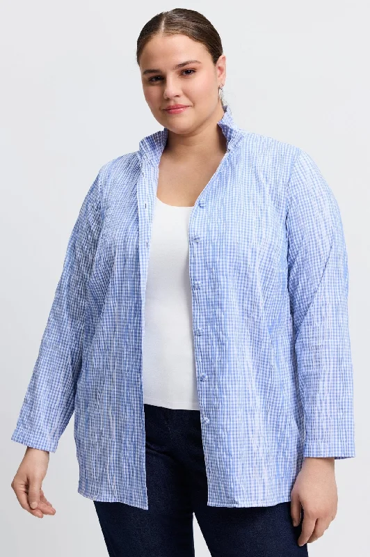 Elegant And Simple Carolina Plus Crinkle Mini Gingham Shirt Jacket