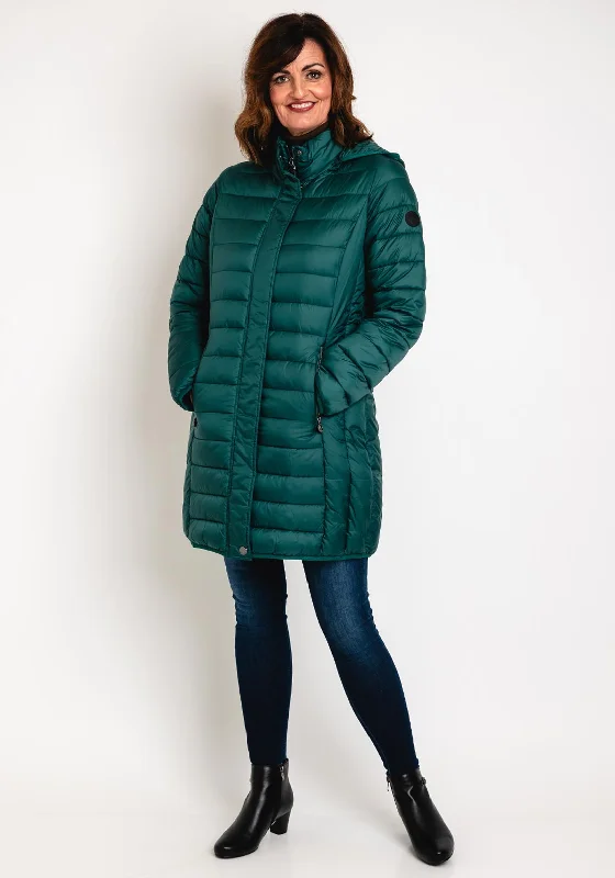 Elegant Wool Coat Frandsen Long Quilted Coat, Pine Green