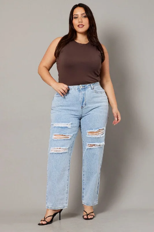 Gorgeous Process Design Denim Baggy Jeans High Rise