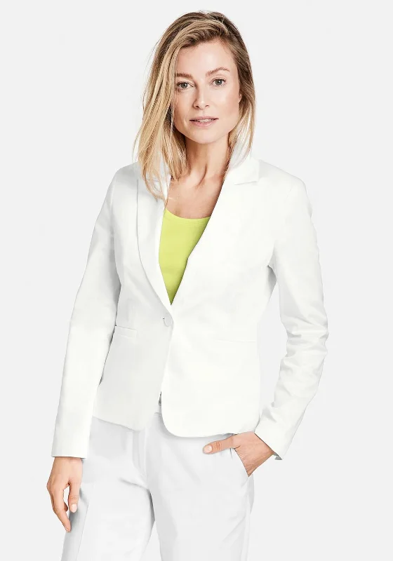 Romantic Chiffon Style Gerry Weber Lapel Collar Blazer, White